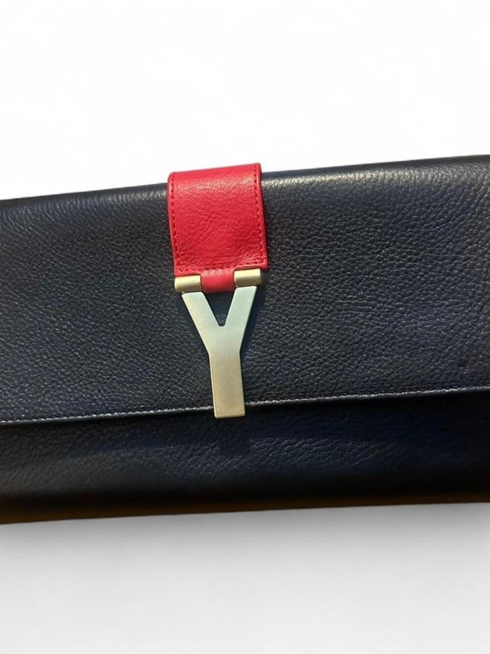 Saint Laurent Leather Chyc Ligne Clutch Black Red